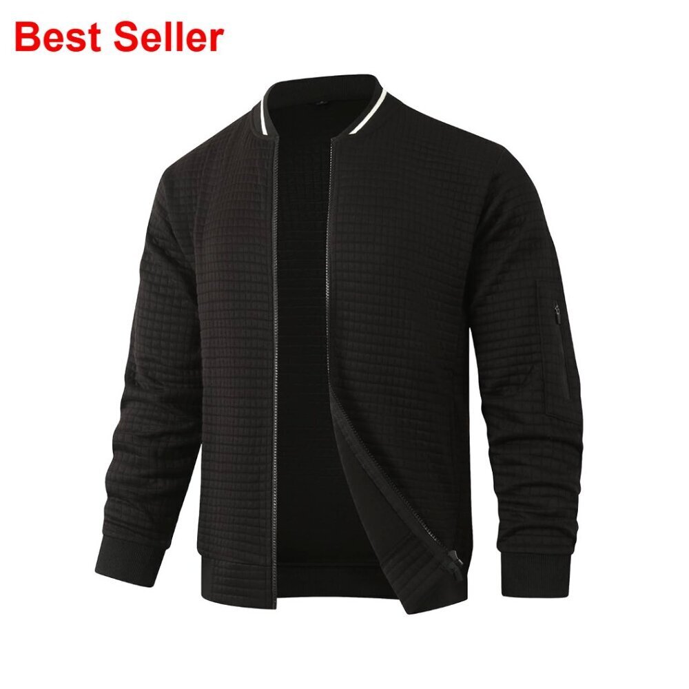 Lightweight Varsity Bomber Jacket with Zipper and Side Pockets